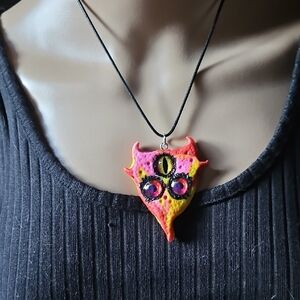 Artistic Pink and Orange Pendant Necklace
